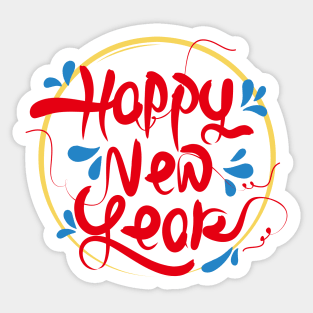 Floral Happy New Year Sticker